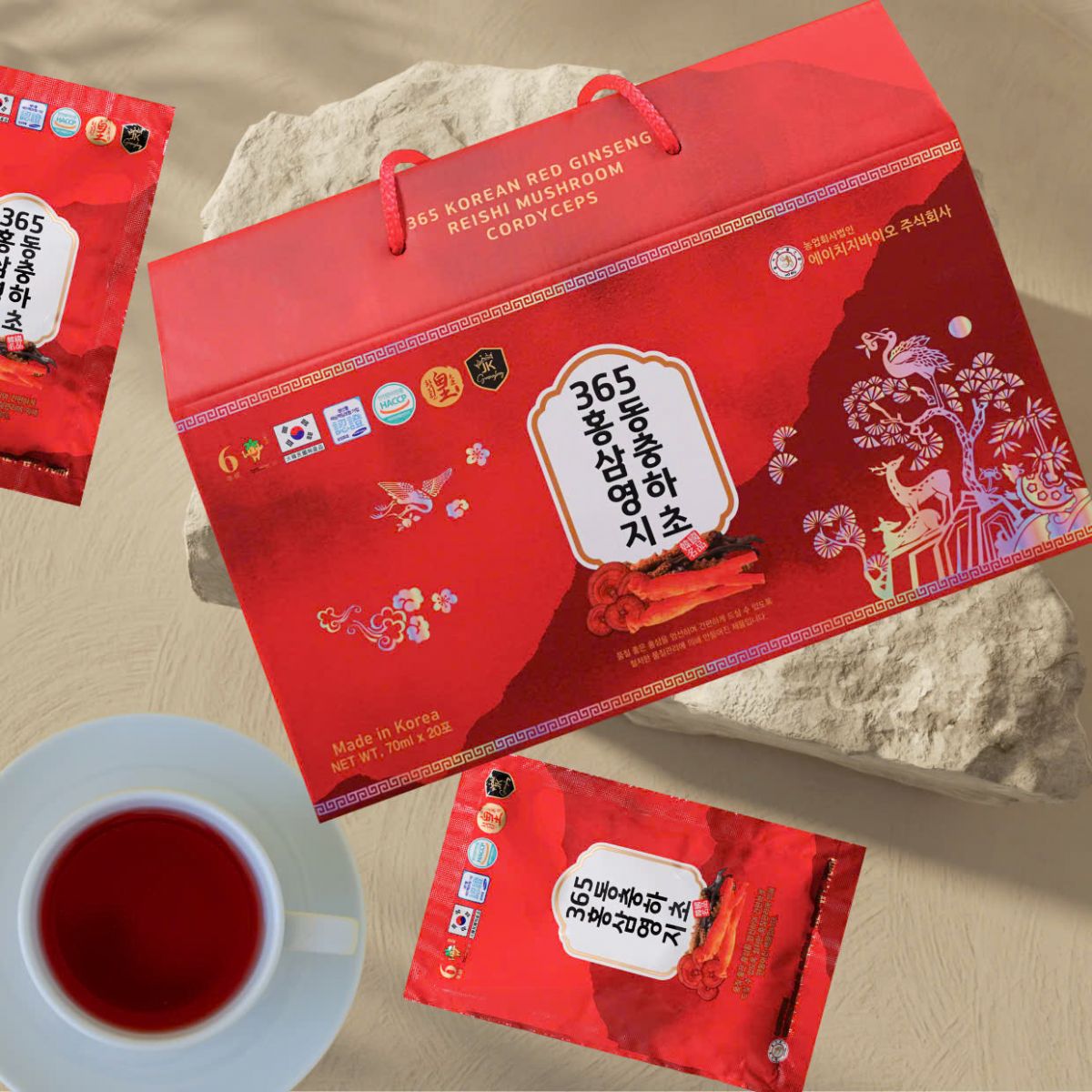 NƯỚC HỒNG SÂM LINH CHI ĐÔNG TRÙNG HẠ THẢO HỘP 20 GÓI X 70ML 